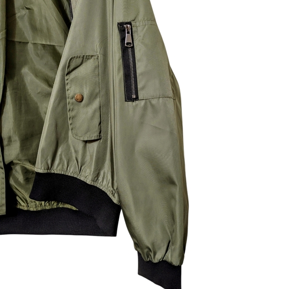 Bomber Jacket, Gunmetal Zippers, Olive Green, Women's Sz XL, New! - Picture 3 of 8